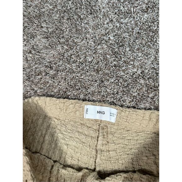 MNG Mango Opening Texture Trousers Slit Hems Flared Leg Pant Tan Women’s S Beach - Picture 5 of 12